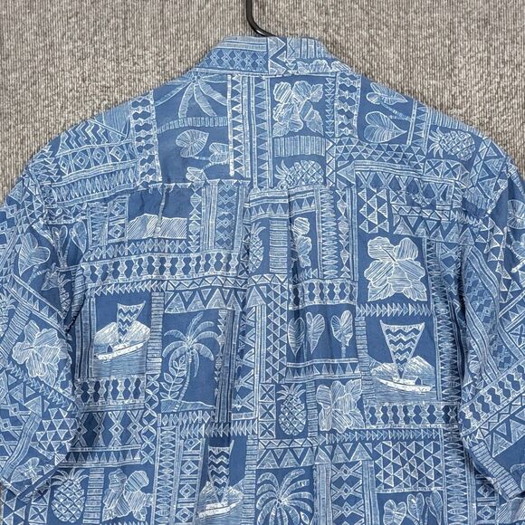 Cooke Street Honolulu Hawaiian Shirt Men M Blue Short Sleeve Pineapple Button Up - Picture 9 of 11